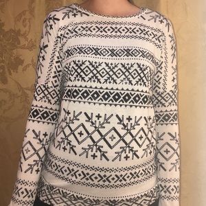 White and black tribal print sweater